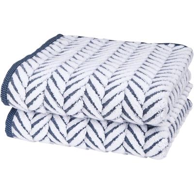 Handtuch ROSS "Sensual 9002", blau (nachtblau, weiß), B:50cm L:100cm, Frottier, Obermaterial: 100% Baumwolle, Handtücher (Packung), im Zopfmusterstil Image