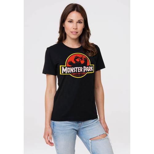 T-Shirt LOGOSHIRT ""Sesamstrasse Krümelmonster Monster Park"" Gr. 4XL, schwarz Damen Shirts mit coolem Print