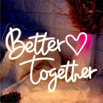 Urban Outfitters Wall Decor | Better Together Neon Sign Wedding Anniversary Couple Bedroom Home Wall Light | Color: Pink/White | Size: Os