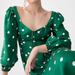 J. Crew Dresses | J.Crew Sweetheart Long-Sleeve Midi Dress In Polka Dot | Color: Green | Size: 6