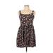 Frenchi Casual Dress - A-Line Scoop Neck Sleeveless: Black Floral Dresses - Women's Size Medium