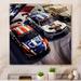 17 Stories American Stock Car Racing IV - Modern Metal Wall Décor Metal in Black/Indigo/Orange | 29 H x 29 W x 1 D in | Wayfair