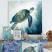 Bay Isle Home™ Watercolor Turtle Swimming III - Animals Turtle Metal Wall Décor Canvas in Blue/White | 16 H x 16 W x 1 D in | Wayfair