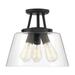 Savoy House Essentials Calhoun 13" Wide Matte Black 3-Light Ceiling Li