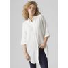 Hemdblusenkleid VERO MODA "VMNATALI 3/4 LONG OVERSHIRT NOOS", Damen, Gr. XS (34), N-Gr, weiß (snow weiß), Cru00eape, Obermaterial: 100% Baumwolle, unifarben, casual, oversize ca. Mitte Oberschenkel, 3/4-Ärmel, Kleider, mit 3/4 Ärmel
