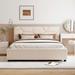 Upholstered Platform Bed with Brick Pattern Heardboard and 4 Drawers