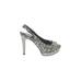 Marc Fisher Heels: Pumps Stilleto Cocktail Party Silver Shoes - Women's Size 5 1/2 - Peep Toe