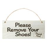 Yoone Wooden Plaque Decorative Creative with Hanging Rope Please Remove Your Shoes Hanging Plaque for Home