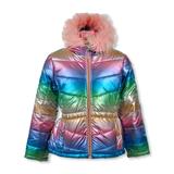 Rothschild Girls Shimmer Faux-Fur Anorak Jacket - rainbow 3t (Toddler)