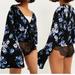 Free People Tops | Free People | Intimately | Forties Feels | Black Blue Floral | M | Bodysuit | Color: Black/Blue | Size: M