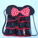 Disney Accessories | Girl's Minnie Mouse Black Drawstring Bag, Ruffles, Bow, Minnie, Disney, 14" X 11 | Color: Black/Red | Size: 14" X 11"