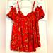 American Eagle Outfitters Tops | 32 American Eagle Outfitters Red Convertible Flower Top L | Color: Red | Size: L