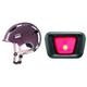 uvex OYO - Leichter Fahrradhelm für Kinder - Plum - dust Rose - 50-54 cm & uvex Plug-in LED XB048 Licht - passend für uvex Finale & uvex True Modelle - Dauer- oder Blinklicht - Black-red - one Size