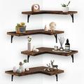 DriSubt 4 Pack Wall Shelf Corner Shelves, Floating Shelves, Wooden Corner Shelves, Storage Shelves for Bedroom, Living Room, Bathroom, Kitchen, Office, Farmhouse (Dark Colour)