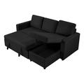 Yaheetech Sofa Bed, L-Shaped Sofa Corner Sofa, 3 Seater Pull out Sofa Bed with Storage, Convertible Click Clack Sofa Bed Settee Sectional Sofa for Living Room, Office, Black