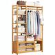 FUlnEs Bamboo Clothes Rack, Clothes Airer, Open Wardrobe with Shelves, Coat Stand, Bamboo, Clothes Rail, Coat Rack for Bedroom, Hallway, Load Capacity 120 kg (68/100 cm)