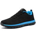 FLOWING PLUME Mens Trainers Running Walking Shoes Lightweight Breathable Casual Comfortable Sneaker Fitness Gym Sports Jogging (Black Blue,11 UK)