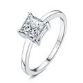 JewelryPalace Princess Cut 1ct Moissanite Solitaire Engagement Rings for Her, 14K White Gold Plated 925 Sterling Silver Promise Ring for Women, Anniversary Wedding Ring Jewellery Sets VVS D-F T