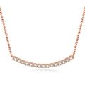 JewelryPalace Round Cut Moissanite Collar ID Pendant Necklace for Women, 14k Rose Gold Plated 925 Sterling Silver Bar Necklaces for Her, Simulated Diamond 18 Inches Chain VVS D-F