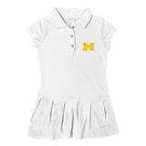 Girls Toddler Garb White Michigan Wolverines Caroline Cap Sleeve Polo Dress