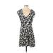 Mink Pink Casual Dress - A-Line V Neck Short sleeves: Black Floral Dresses - Women's Size Small