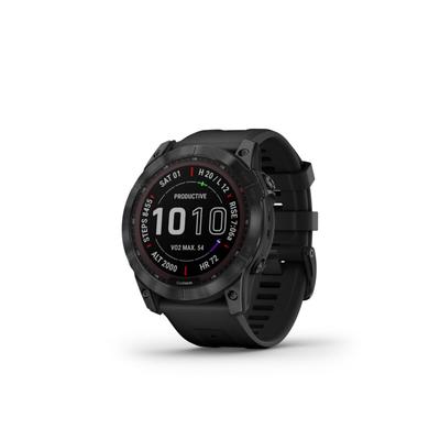 DEMO Garmin Fenix 7X Sapphire Solar Watch Black DLC Titanium Case Black Band 010-02541-22