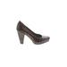 Vince Camuto Heels: Pumps Chunky Heel Boho Chic Brown Animal Print Shoes - Women's Size 5 1/2 - Almond Toe - Print Wash