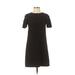 Ann Taylor Casual Dress - Shift Crew Neck Short sleeves: Black Print Dresses - Women's Size 00 Petite