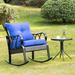 Lark Manor™ Outdoor Rocking Metal Chair w/ Cushions in Black/Gray | 35.5 H x 27.25 W x 36.5 D in | Wayfair CE907872FF4242A69BB80B97CE1BD756