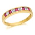 9ct Gold Diamond And Ruby Half Eternity Ring - D8843-L