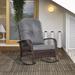 Red Barrel Studio® Outdoor Rocking Plastic Chair w/ Cushions in Gray | 37.75 H x 29.5 W x 40.5 D in | Wayfair E5FCFB87E9B84D0C9F7E4F593C627364