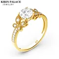 Kirin Palace-Bague Moissanite pour Femme Or Jaune et Blanc Coupe Ronde D/VVl's Solide 750 18K