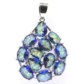 Pendentif en argent Kunzite rose pour femme topaze mystique en verre arc-en-ciel de feu