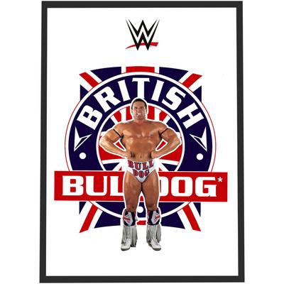 WWE British Bulldog Graphic Poster – gerahmt A3 Image