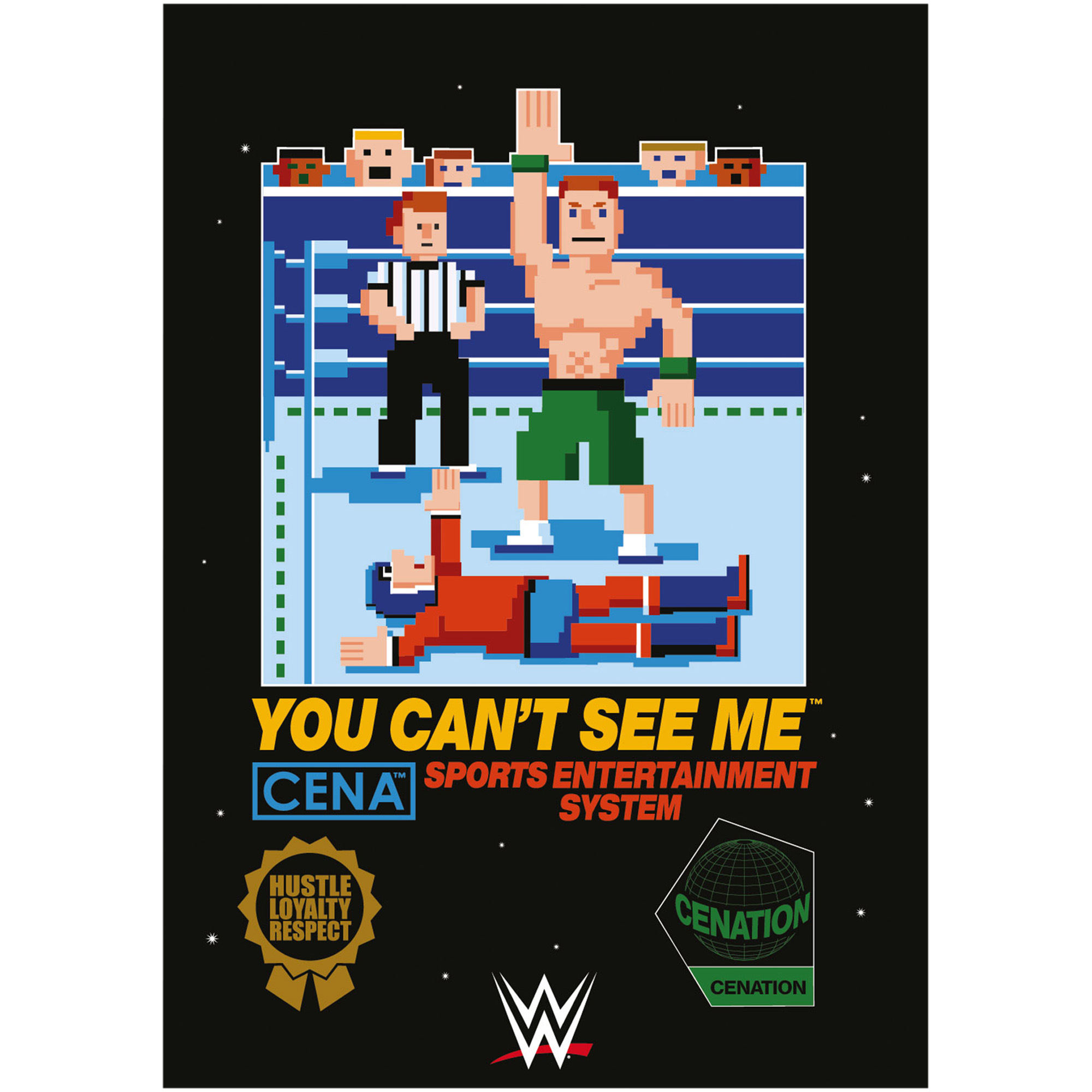 WWE John Cena 8-Bit-Pixel-Poster – ungerahmt A3 Image