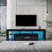 Rustic TV Stand with 2 Drawers & Open Shelves, Modern Gloss TV Stand with LED Lights Control Lights for Up to 80" TV