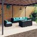 vidaXL 8 Piece Patio Lounge Set with Cushions Poly Rattan Black - 27.6" x 27.6" x 23.8"
