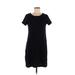 Gap Casual Dress - Shift Scoop Neck Short sleeves: Black Print Dresses - Women's Size Medium Petite