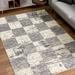 HomeRoots 4 x 6 White and Gray Checkered Area Rug 4x6 4 x 6 Rectangle