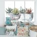 DESIGN ART Designart Cactus and Succulent House Plants IV Farmhouse Canvas Wall Art Print 36 in. wide x 28 in. high - 3 Panels