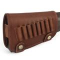 TOURBON Hunting Accessories Leather Rifle Buttstock Cheek Rest Cartridges Holder 8 Rounds Ammo Shells Shooting