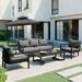 Patio Furniture Set Modern Outdoor Patio Furniture with Coffee Table 4 Pieces Outdoor Conversation Set with Thick Cushions and Sturdy Legs for Balcony Porch Lawn Light Gray