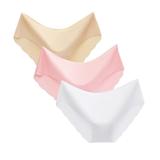 Lingerie for Women 3PC Women s Sexy Non-Trace Ice Silk Breathable Midwaist Solid Color Underwear