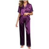 Lingerie for Women Women s Nightgown Pajama Nightwear Robe Set New Underwear Suit Satin Pajamas Short Sleeved Tops And Trousers Loose Pajama Sets