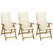 vidaXL Folding Patio Chairs 3 pcs with Cushions Solid Acacia Wood