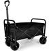 Wehilion Heavy Duty Folding Portable Cart Wagon with 7 Widened All-Terrain Wheels Black