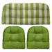 RSH DÃ©cor Indoor Outdoor 3 Piece Tufted Wicker Cushion Set Large Kiwi Green & White Stripe + Kiwi Green