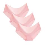 Lingerie for Women 3PC Women s Sexy Non-Trace Ice Silk Breathable Midwaist Solid Color Underwear