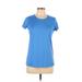 Nike Active T-Shirt: Blue Solid Activewear - Women's Size Large