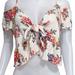 American Eagle Outfitters Tops | Mix & Match 4/$60 American Eagle Floral Print Cold Shoulder Crop Top | Color: Cream/Red | Size: S